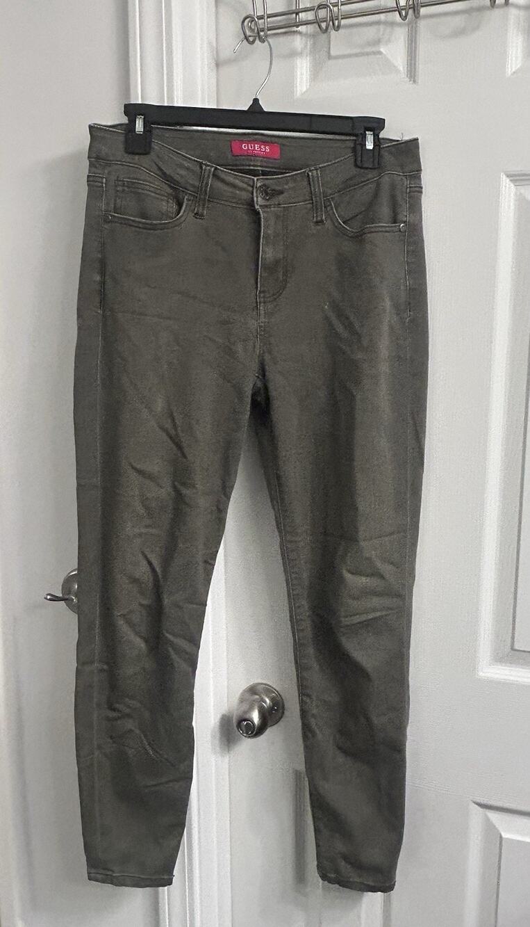 GUESS Los Angeles Women’s 29 Gray Olive Skinny Straight Jeans Pants Stretch